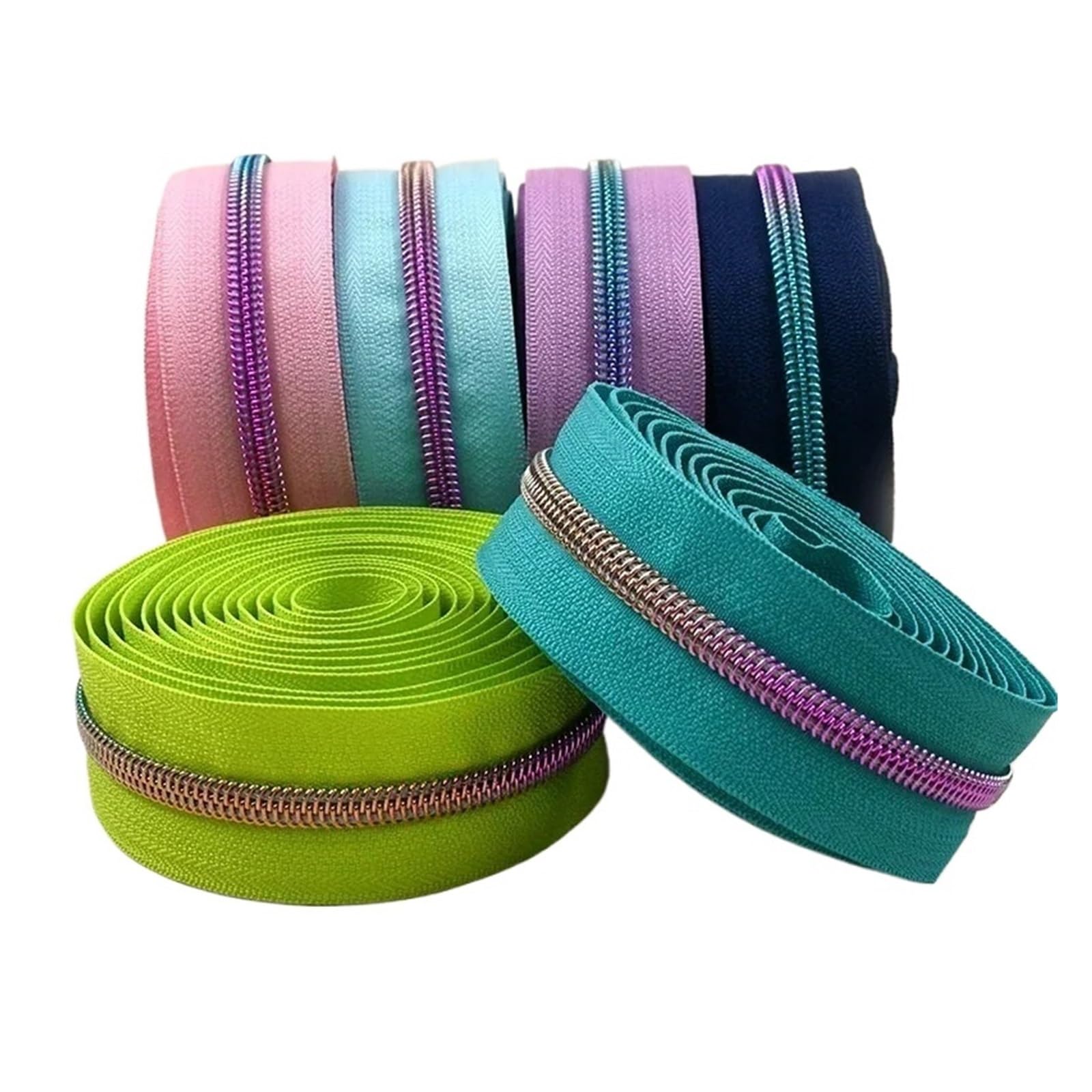 Cerniera in nylon 1-10M Arcobaleno 5# Nastri con cerniera in nylon Chiusure decorative in plastica for borse Cerniere for cucire di cavolo Rotolo(BM010,10Meters)