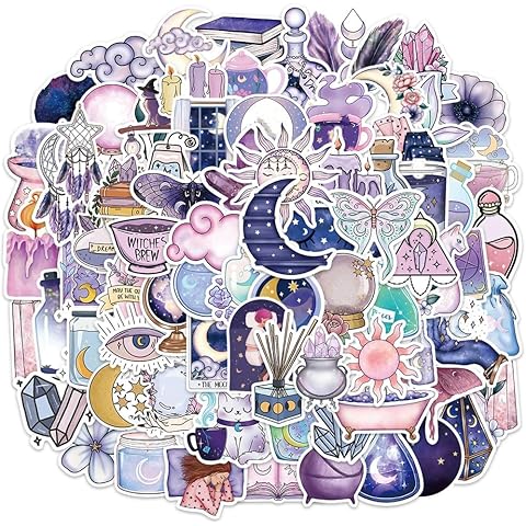 150PCS Midnight Magic Moon Stickers,Fantasy Aesthetic Stickers for Water Bottles,Wa...
