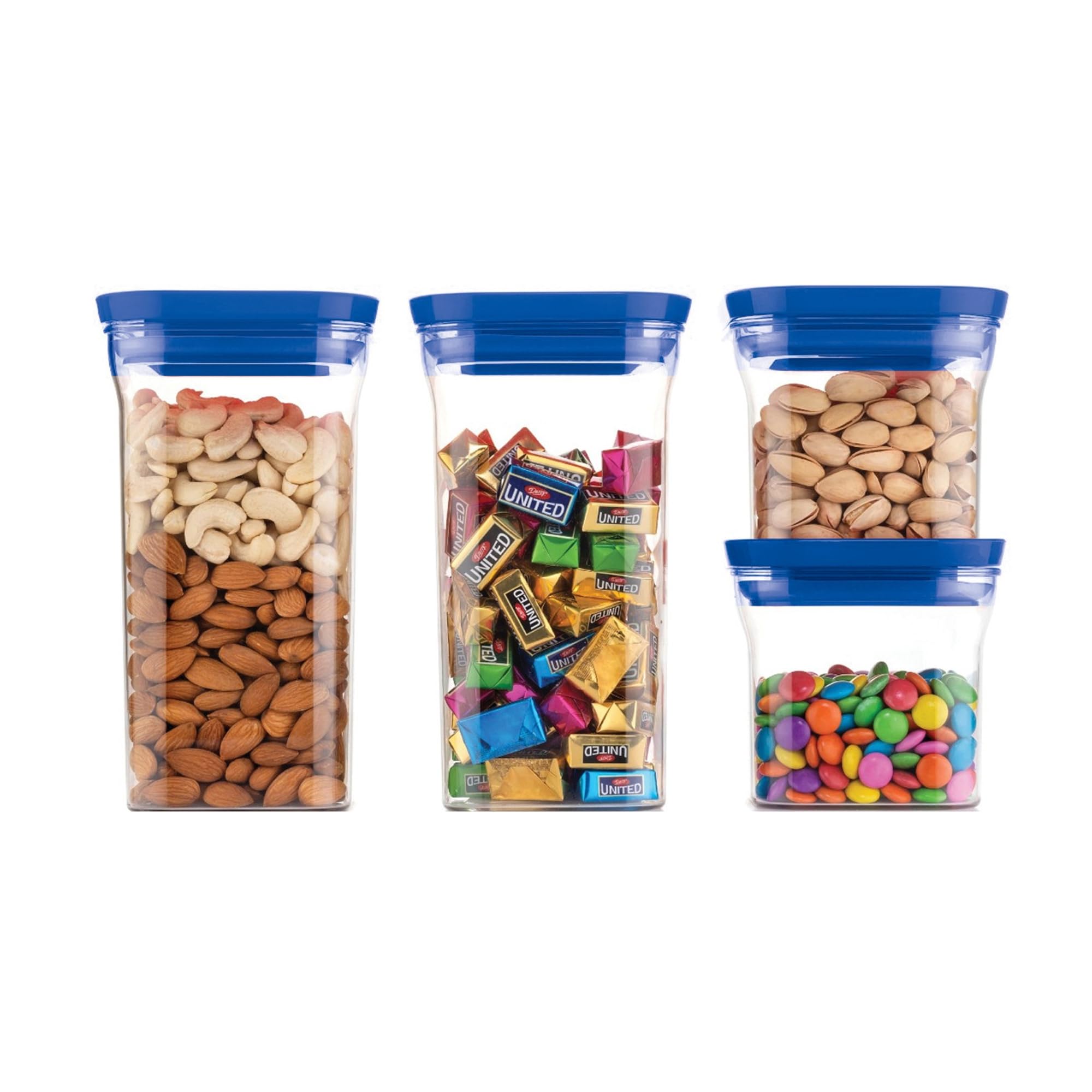 Sulfar Multicolor Storage Container Set | Durable, Unbreakable Plastic, Air Tight Seals | Perfect for Food and Kitchen Storage | Set of 4, Vibrant Colors-image-0