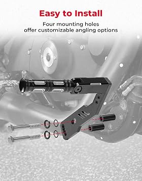 مجموعة تثبيت أوتاد الطرق السريعة القابلة للطي من KEMIMOTO للدراجات النارية بارتفاع 4 أقدام وقابلة للتعديل ومتوافقة مع موديلات Sportster 883 1200 Iron 883 مع عناصر تحكم متوسطة ومساند أقدام قابلة للطي ودواسات ومساند أقدام