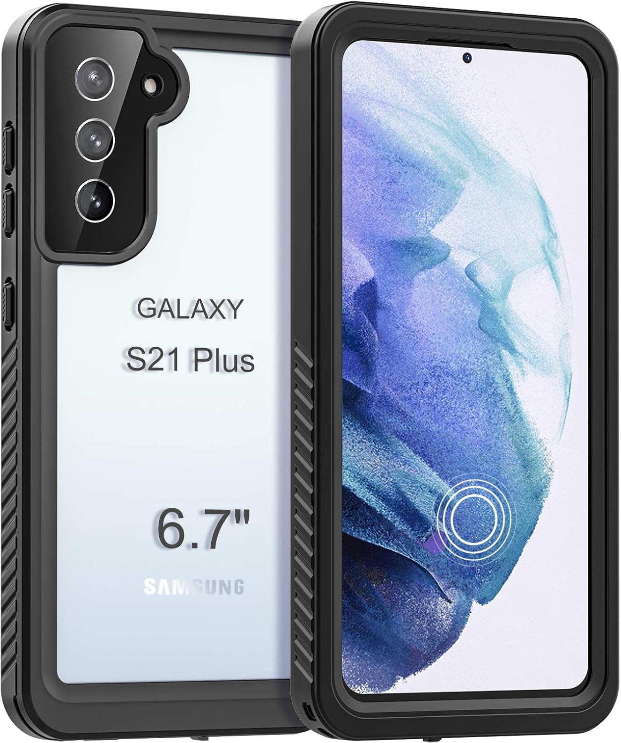 Samsung Galaxy S21 Plus Waterproof Case(6.7 inch), Clear Built-in Screen Protector Underwater Case with Fingerprint Film, Full Body Waterproof Dustproof Snowproof Shockproof Case for S21+ (Black)