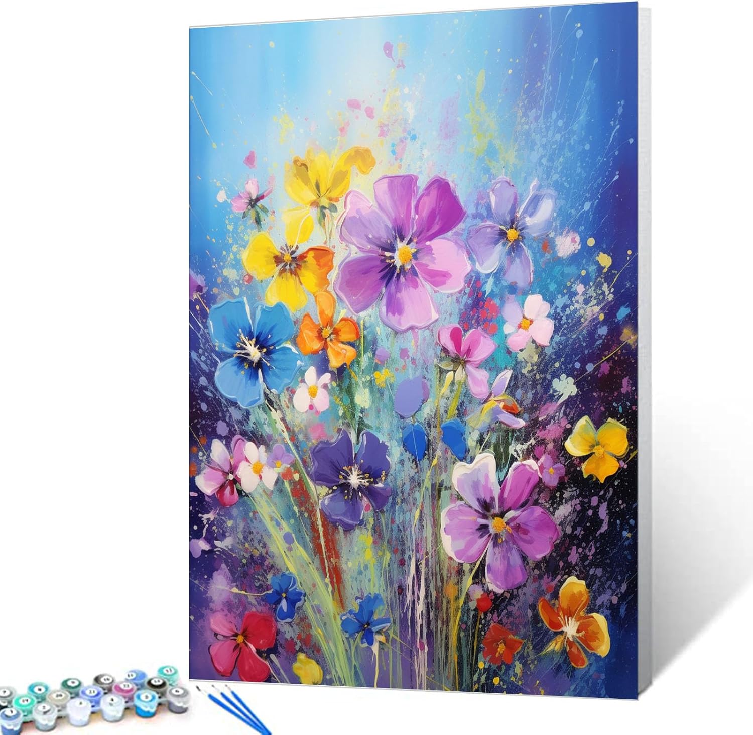 Tucocoo African Violet Flowers Paint by Numbers Kits with Brushes and Acrylic Pigment on Canvas Painting for Adults, Colorful Blossom Floral Arts Crafts Project for Home Decor 16''x20'' (DIY Framed)