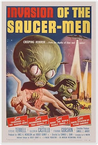 Miniatura 4 de Conjunto de cinco anuncios de películas de ciencia ficción c. 1950  Póster impreso de arte vintage  Planeta prohibido, OVNI invasores de Marte,