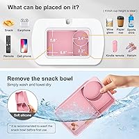 Vista 2 de Soporte de almohada para tableta para uso regazo, cuenco de aperitivos y brazo giratorio de 360°, soporte ajustable para iPad para cama, sofá y Rosa