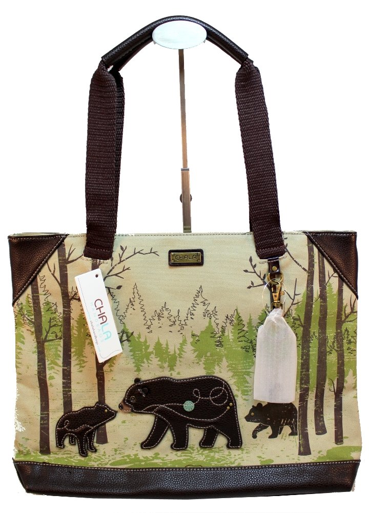 Canvas Tote Bag - Women Shoulder Purse with Detachable Charm/Keychain