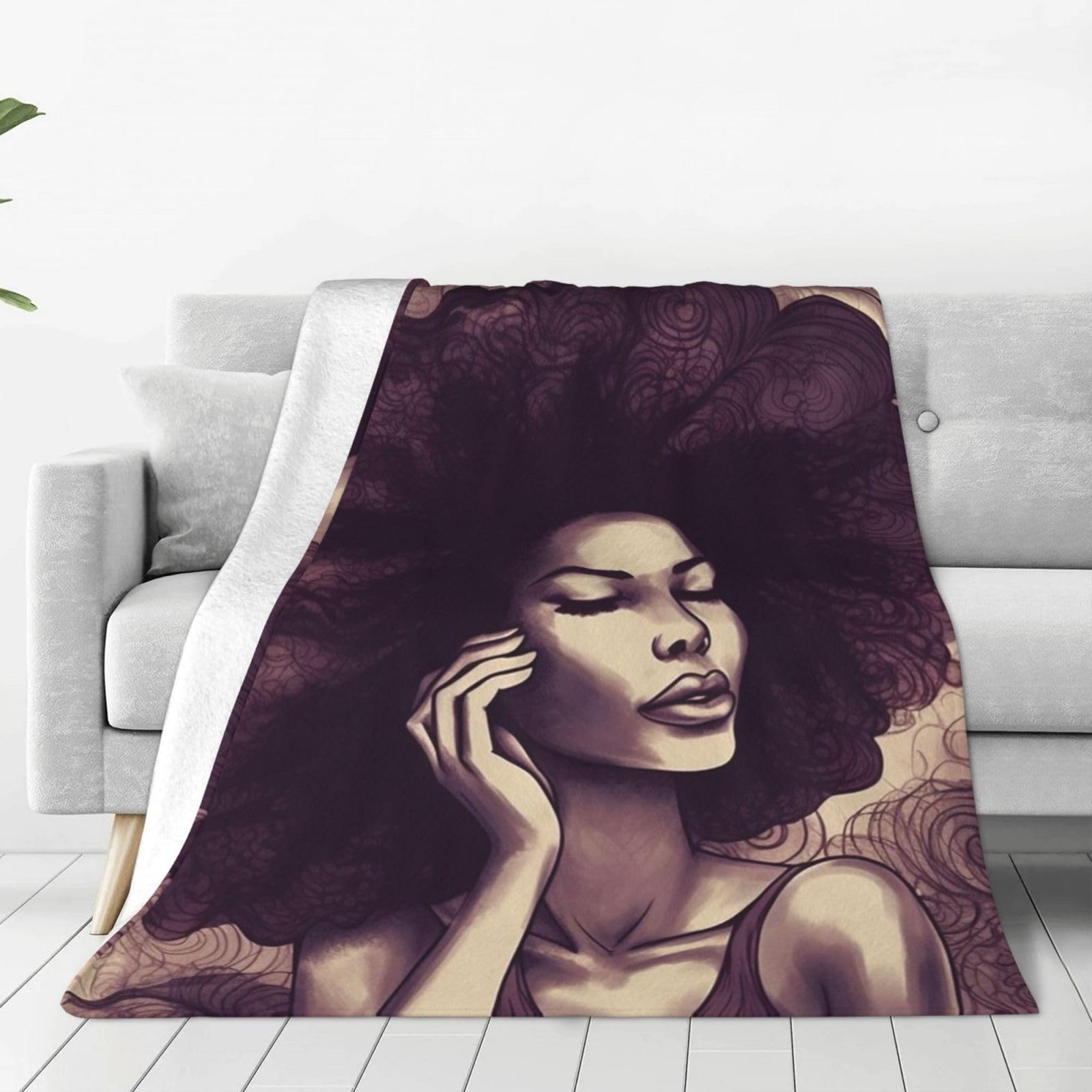 Couverture en cheveux africains noirs pour femme cadeau idéal 152x127 cm