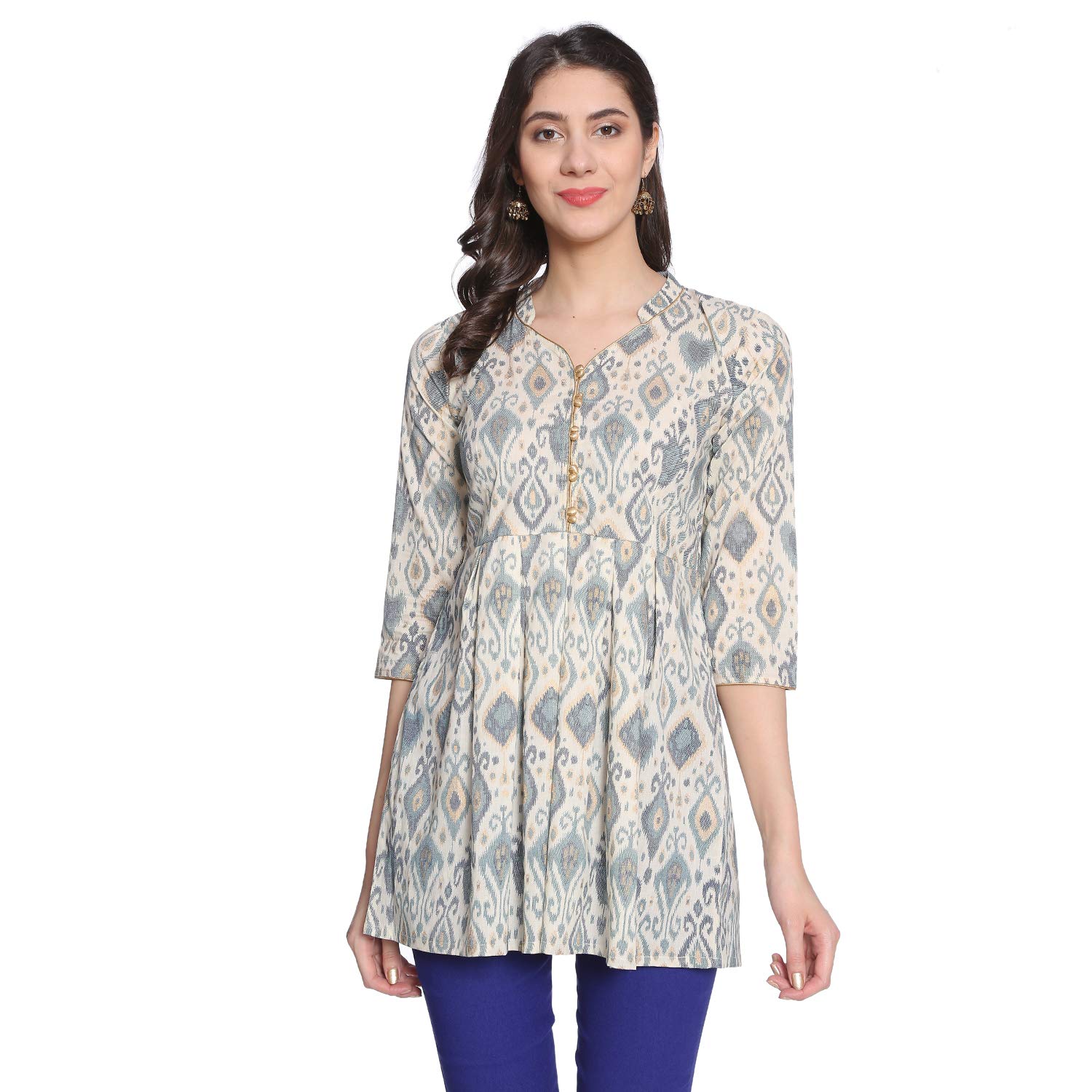 rapsodia Women Abstract Printed Cotton Short Kurta (Off White)-picture-48