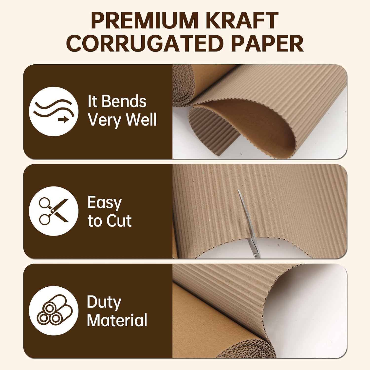 MEBRUDY 17x236 Inch Corrugated Cardboard Roll, Brown