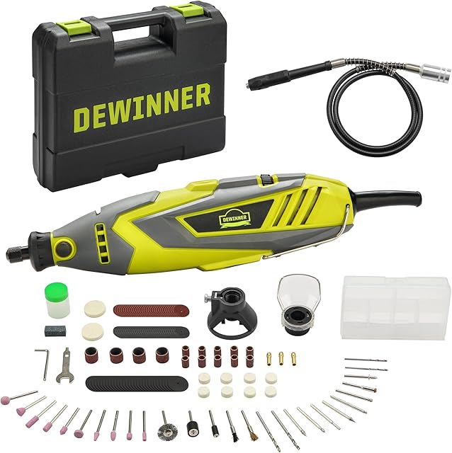 Rotary Multi-Tool, DEWINNER Variable Speed 10000-33000 RPM, 156 pcs Accessories Mini Tool Kit Set Case, DIY Creation for Craft Project Functional Polishing Cleaning Cutting Sanding Carving with Case
