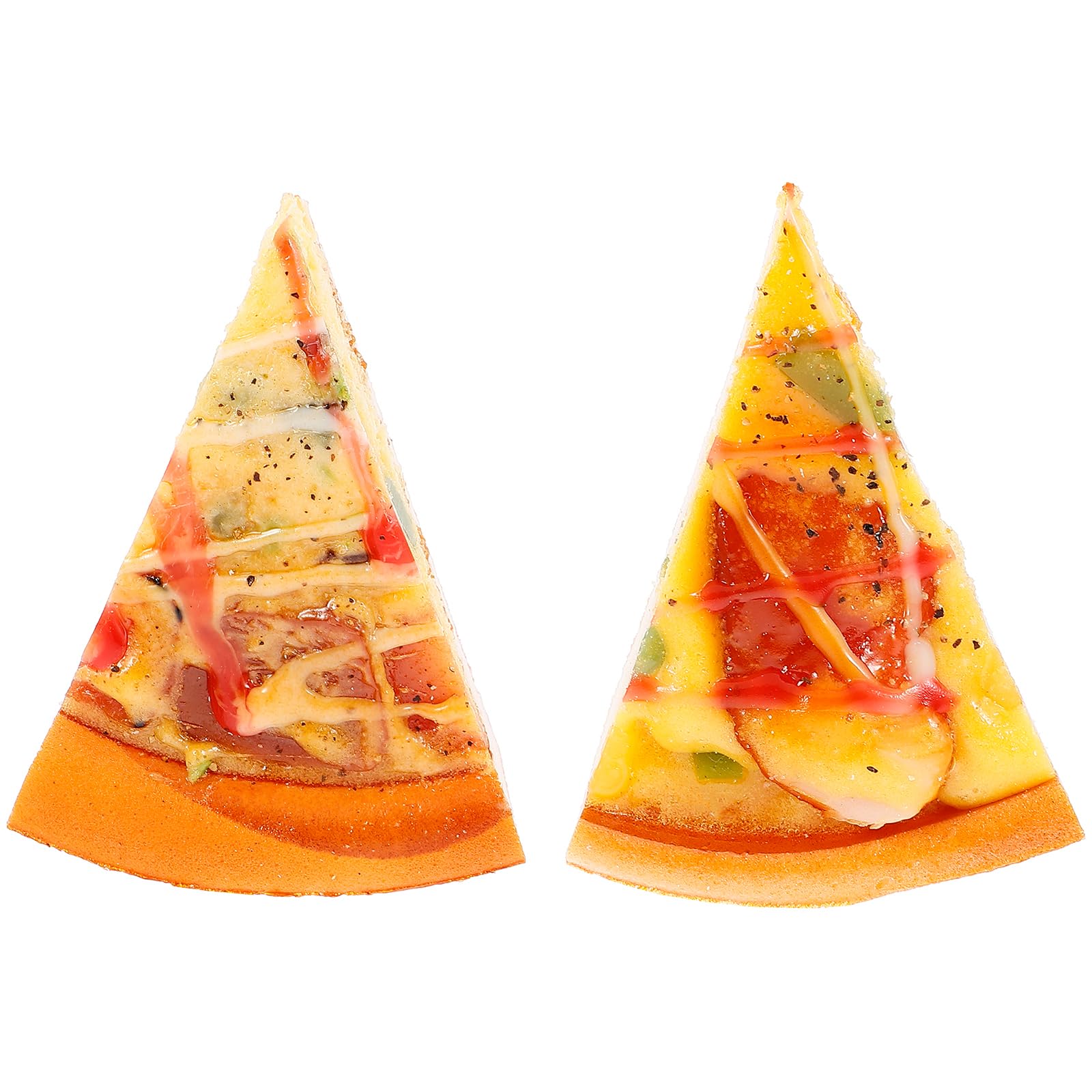 2pcs Simulation Pizza Slice Models, Realistic PU Pizza Slice Decoration, Artificial Props for Photography, Home Kitchen Display, Party Decoration