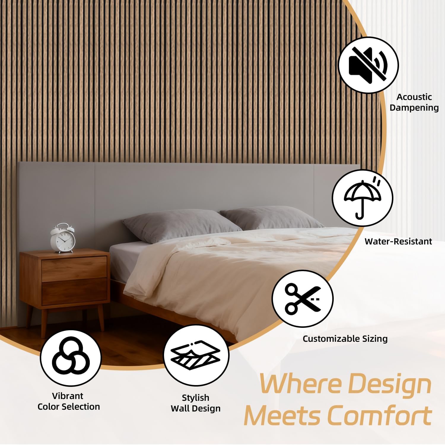 RITOLLO 4 Pack Wood Panels for Wall, 47.2"×23.6"×0.7" Wood Slat Acoustic Panels for Wall, Soundproof Panels, 3D Fluted Panels for Interior Wall Decor (Natural Walnut)