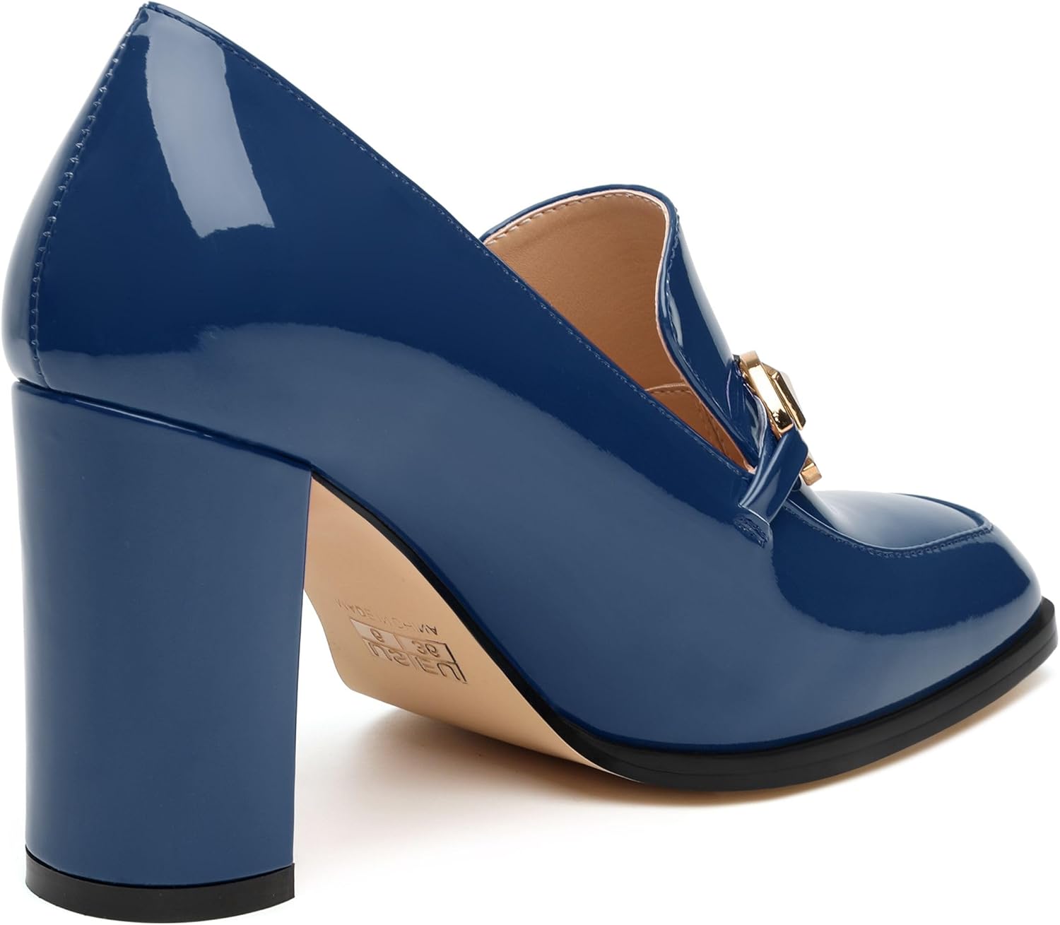 Women's Chunky Block Heels Closed Square Toe Heeled Loafers Pumps Slip On Casual Comfortable Work Dress Shoes 3.4 inch - Image 6