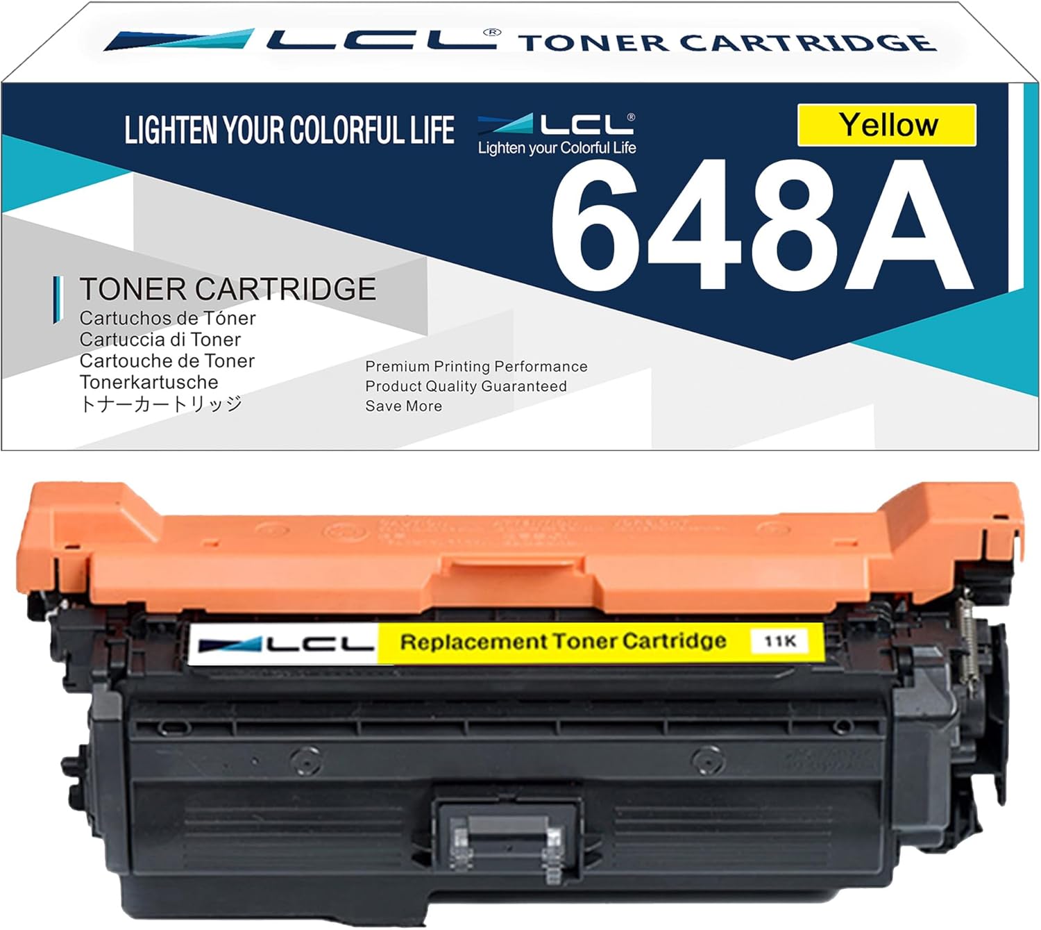 LCL Remanufactured 648A Yellow Toner Cartridge CE262A Replacement for HP LaserJet CP4000 CP4500 CP4025 CP4025dn CP4025n CP4525 CP4525dn CP4525n CP4525xh CM4540 CM4540f CM4540fskm MFP Printer (1-Pack)