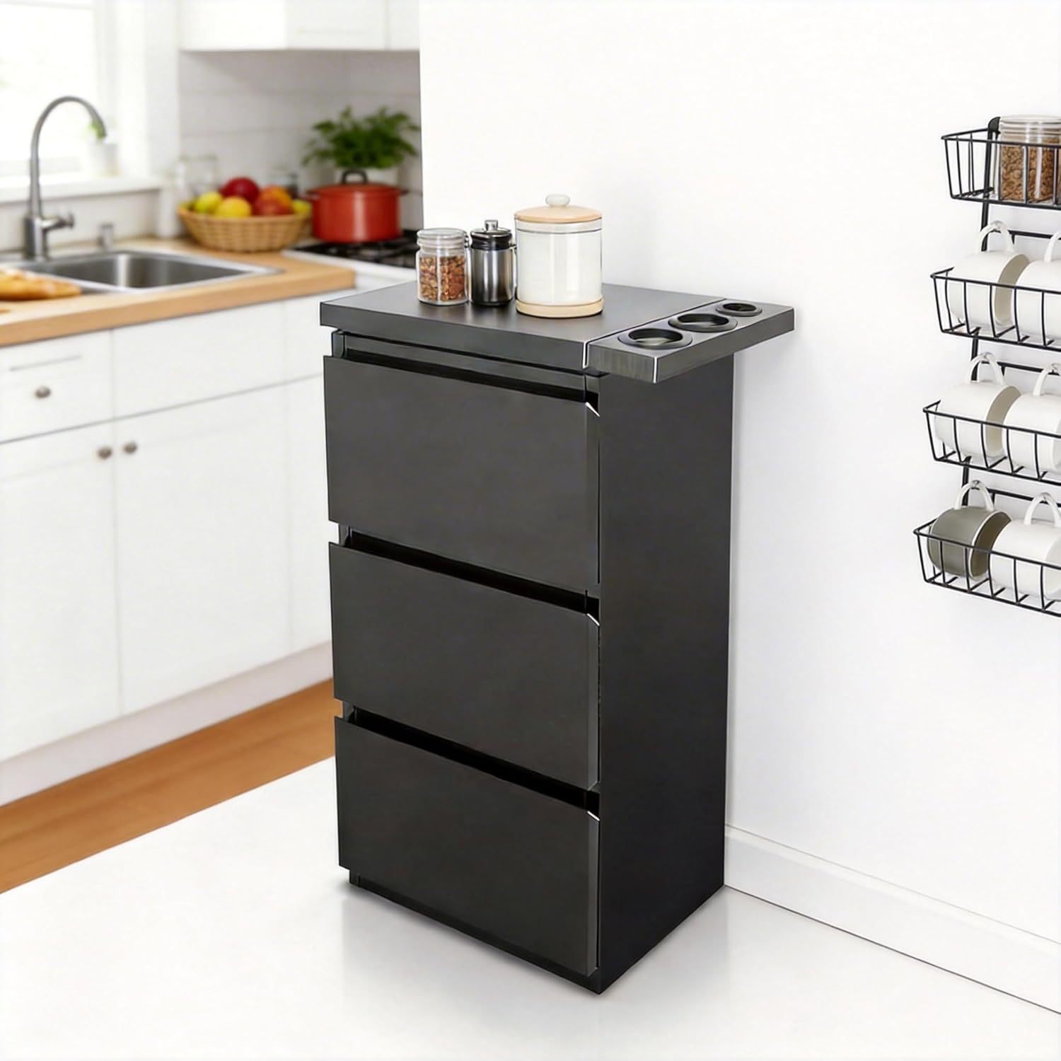 Outdoor Kitchen Drawers18 W x 32.7" H x 11.8" D Flush Mount Access 3-Drawer BBQ Stainless Steel Drawers BBQ Island Drawers for Outdoor Kitchens or BBQ Island Patio Grill Station Black