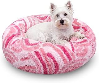 HiiARug Calming Soft Round Dog & Cat Bed, Donut Cuddler Warming Cozy Flu...