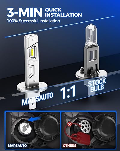 Vista 46 de Marsauto Bombillas LED antiniebla H11 H8 H16, 6000 K xenón blanco, chips CSP brillantes superiores de 360 grados DRL, bombillas halógenas