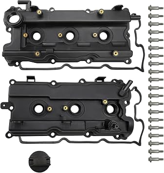 Engine Valve Cover Set with Bolts & Oil Cap & Gaskets Compatible with 2002-2007 Nissan Altima Maxima Murano Quest Infiniti I35 VQ35DE V6 3.5L 264-984 265-985