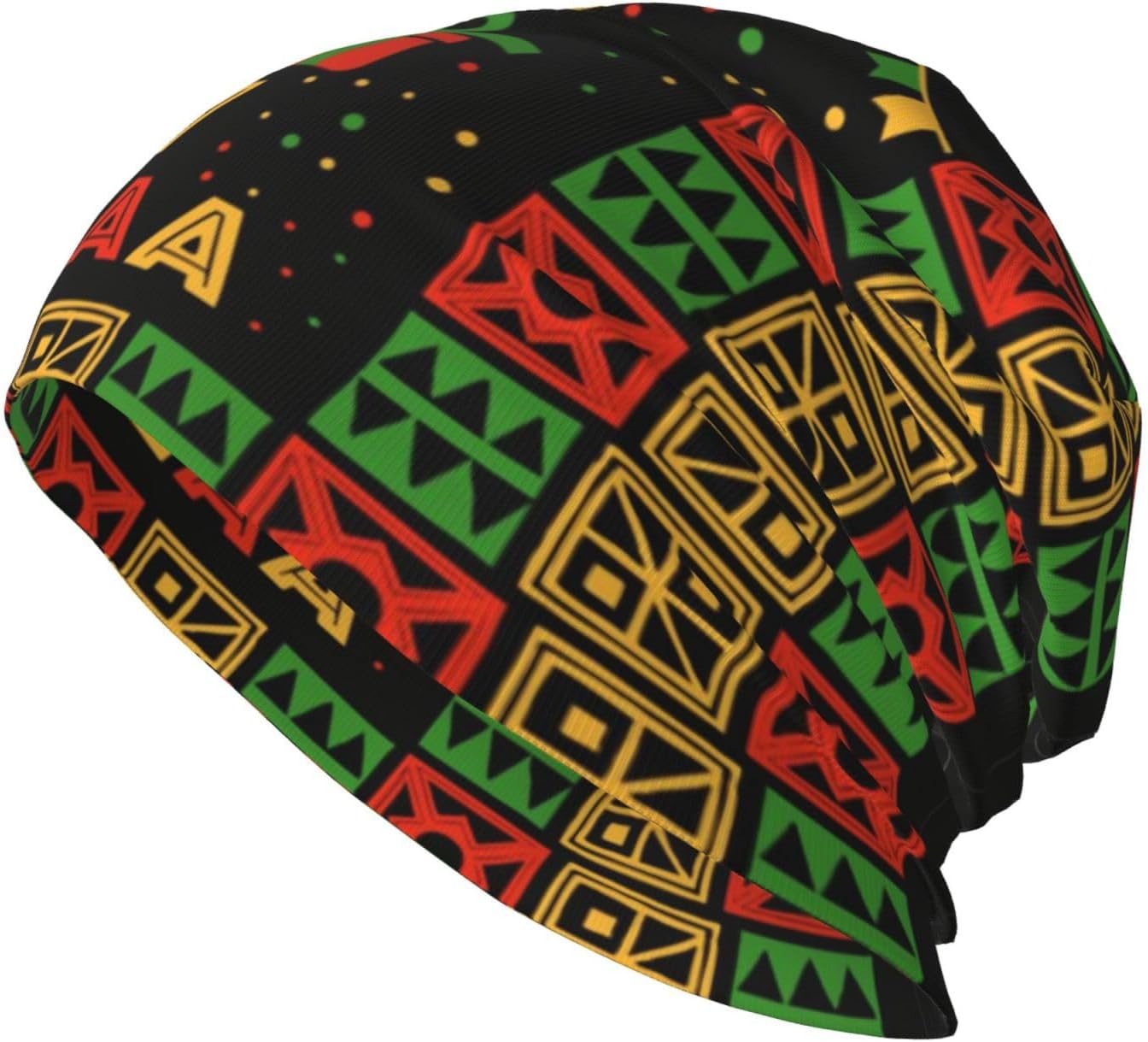 Happy Kwanzaa African American Heritage Festival Unisex Beanie Hat Knit Soft Warm Beanies Winter Caps Black