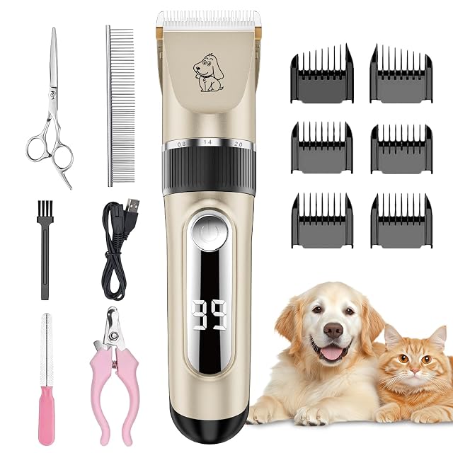 Maquina Cortar Pelo Perros Silenciosa IPX7 USB Recargable Pantalla LED