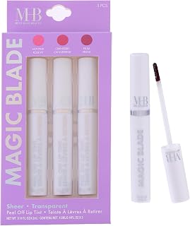 EXPRESSIONS Magic Blade Peel Off Lip Tint Set, 3 Pc | 3 shades: Hot Pink, Cranberry & Plum. Water-resistant, smudge-proof, highly pigmented peel-off stain. 0.14 fl oz each