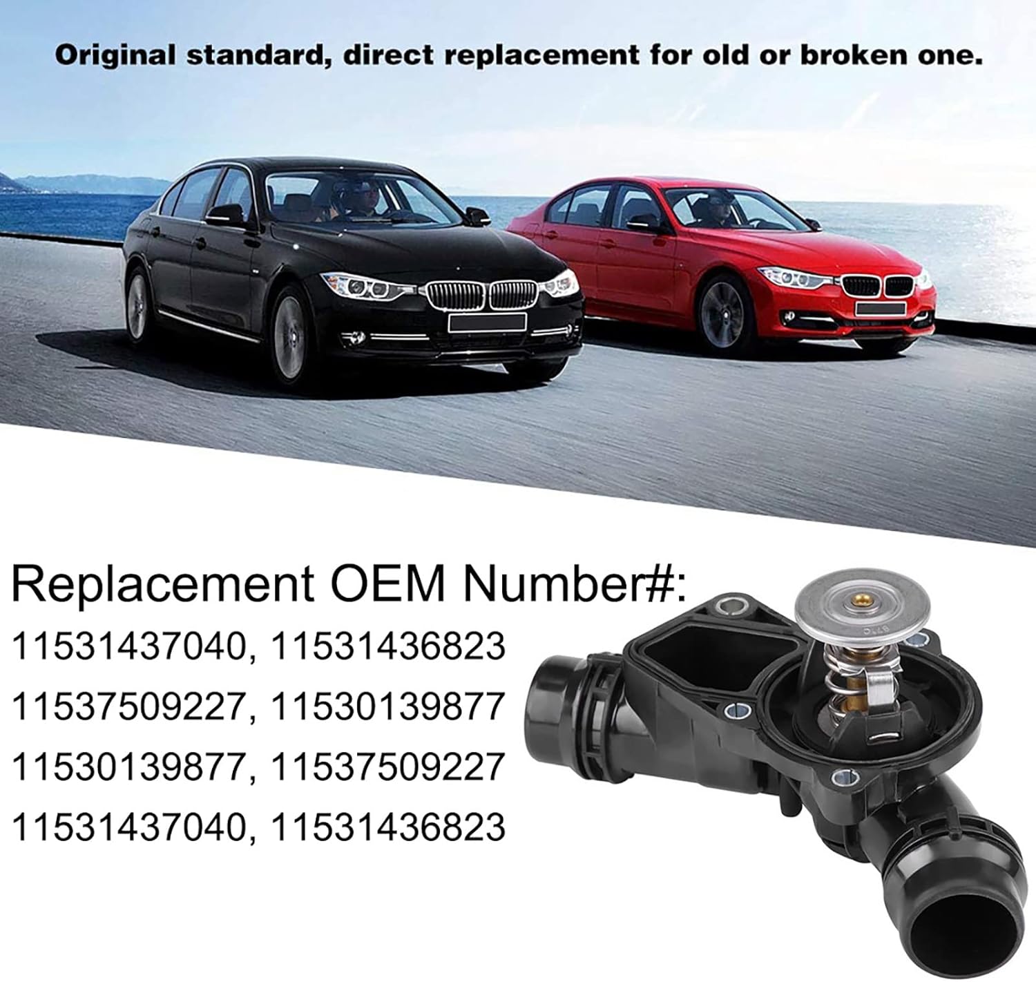 Thermostat For BMW 1999-2006 E46 E39 X5 X3 Z3 Z4 323ci 325i 325xi 330i 525i 530i Thermostat,Thermostat Housing Assembly Replace# 11537509227 11530139877 11531437040 11531436823