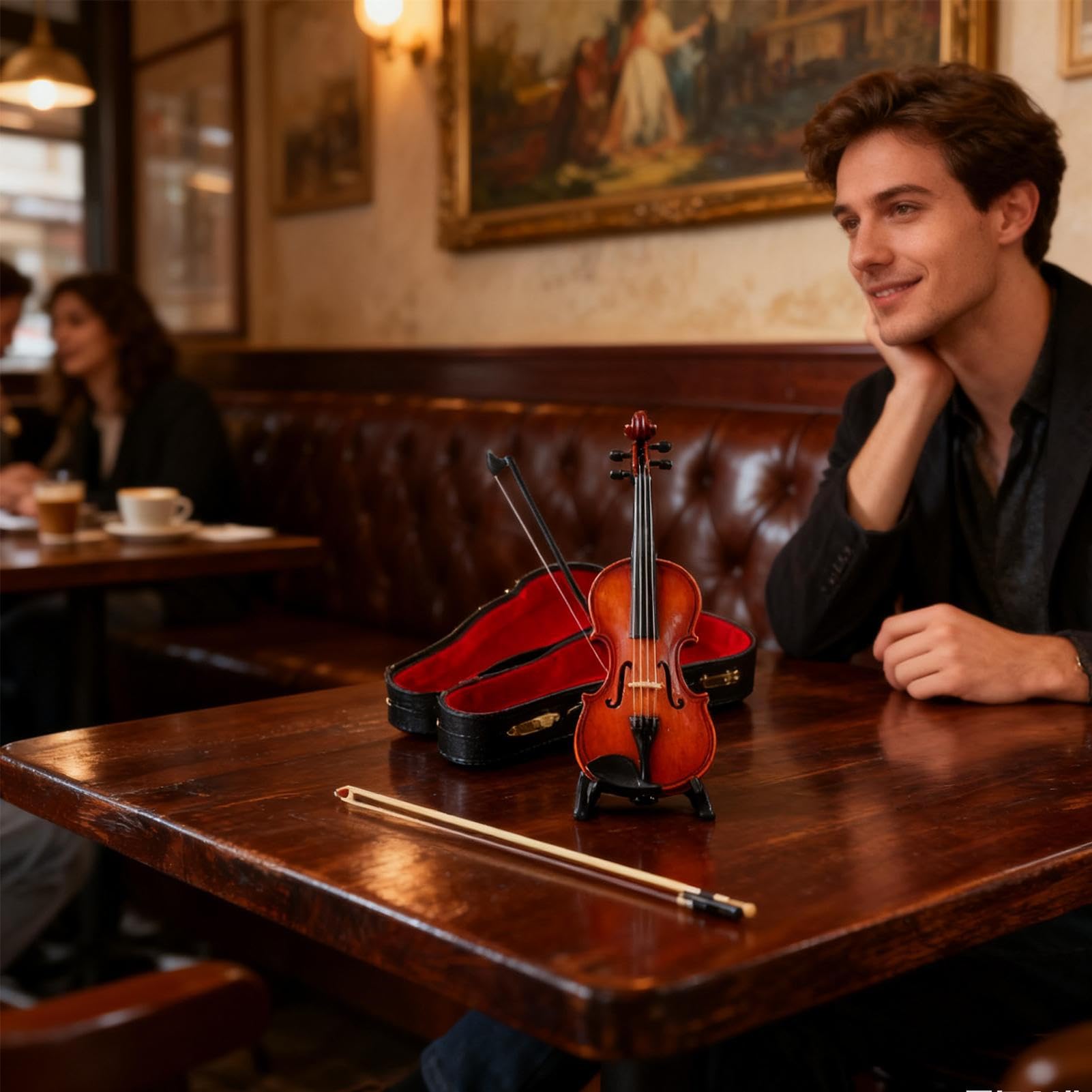 Pequeños Violines En Miniatura Llavero De Madera Artesanal Realista | Pequeño Llavero De Violín Para Músicos Y Amantes Del Arte Y Celebración De Días Festivos Y Hogar Y