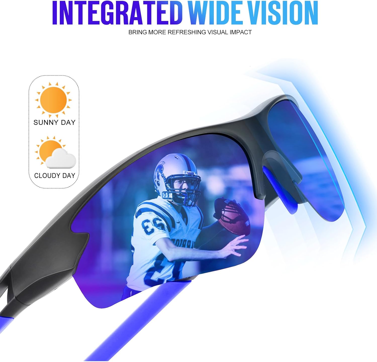 Sports Sunglasses for Men, Polarized Mens Sports Sunglasses Sun Glasses for Running Cycling Outdoor 2Pack