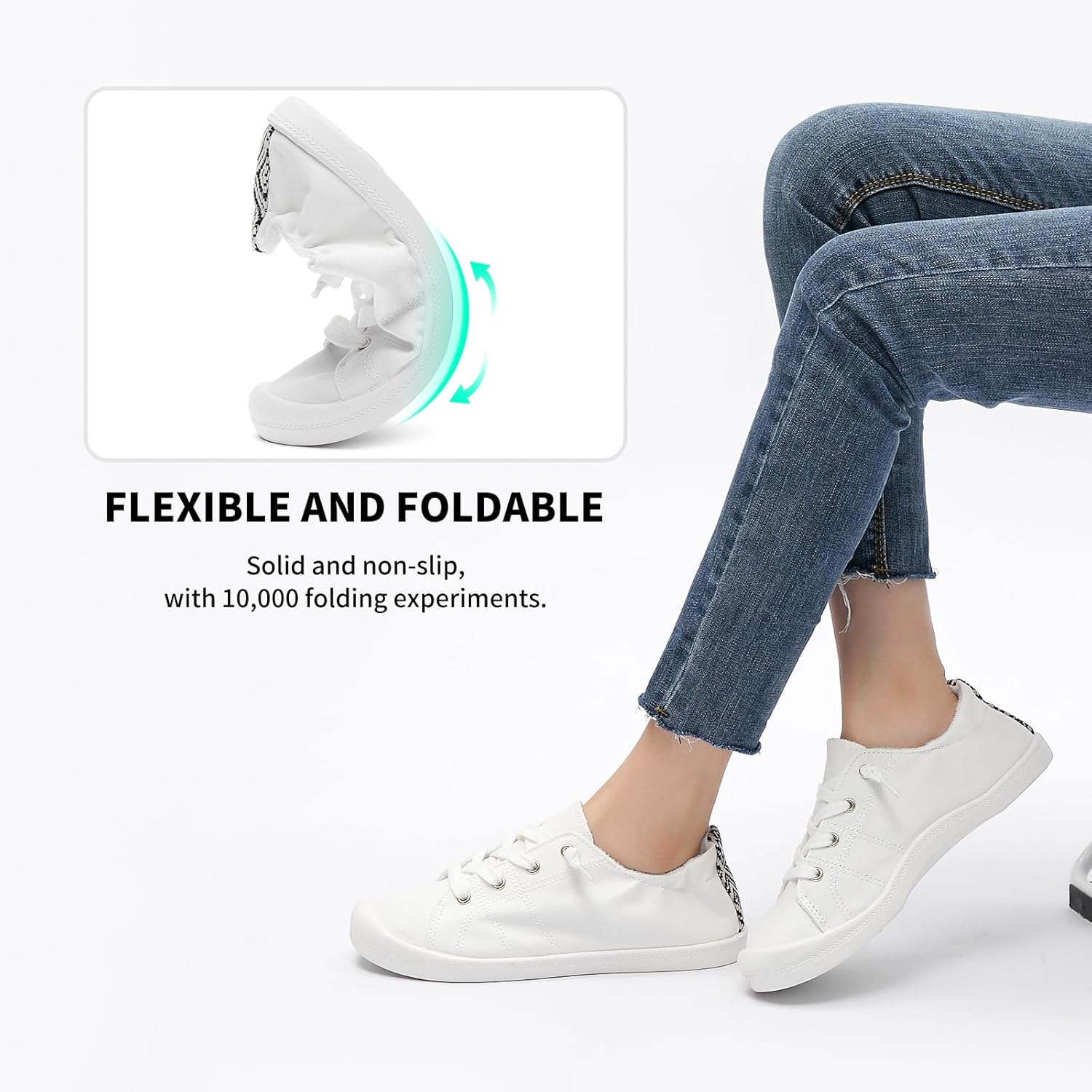 BENPAO Womens Canvas Slip On Shoes White Black Fashion Sneakers Loafers Shoes for Women - Image 5