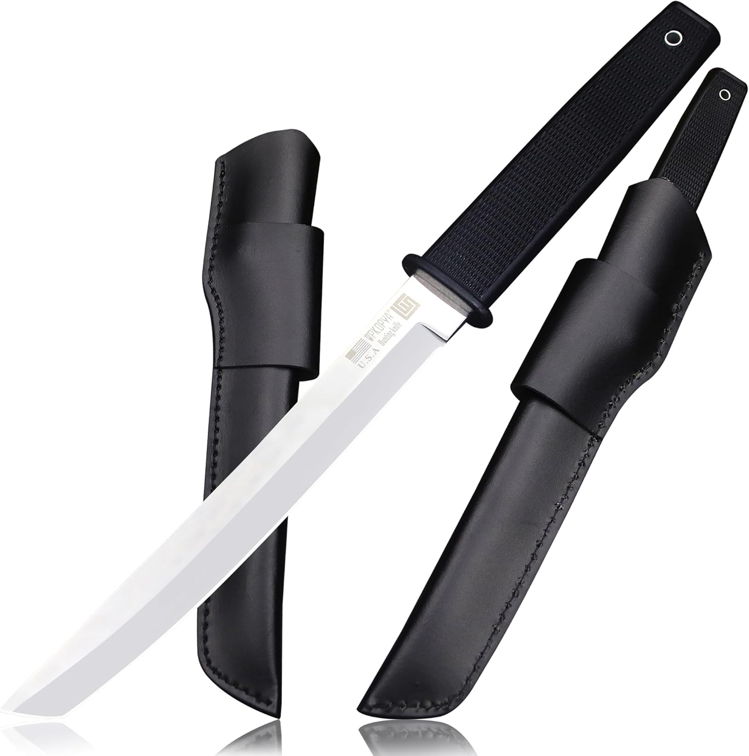 WPKOPYA 14.2-inch fixed Japanese knife, 440C steel blade, suitable for hunting, outdoor camping, survival, and EDC tools