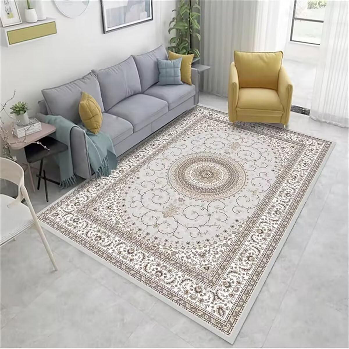 Tapis de salon gris personnalisable 80X200CM aux finitions soignées pour décoration