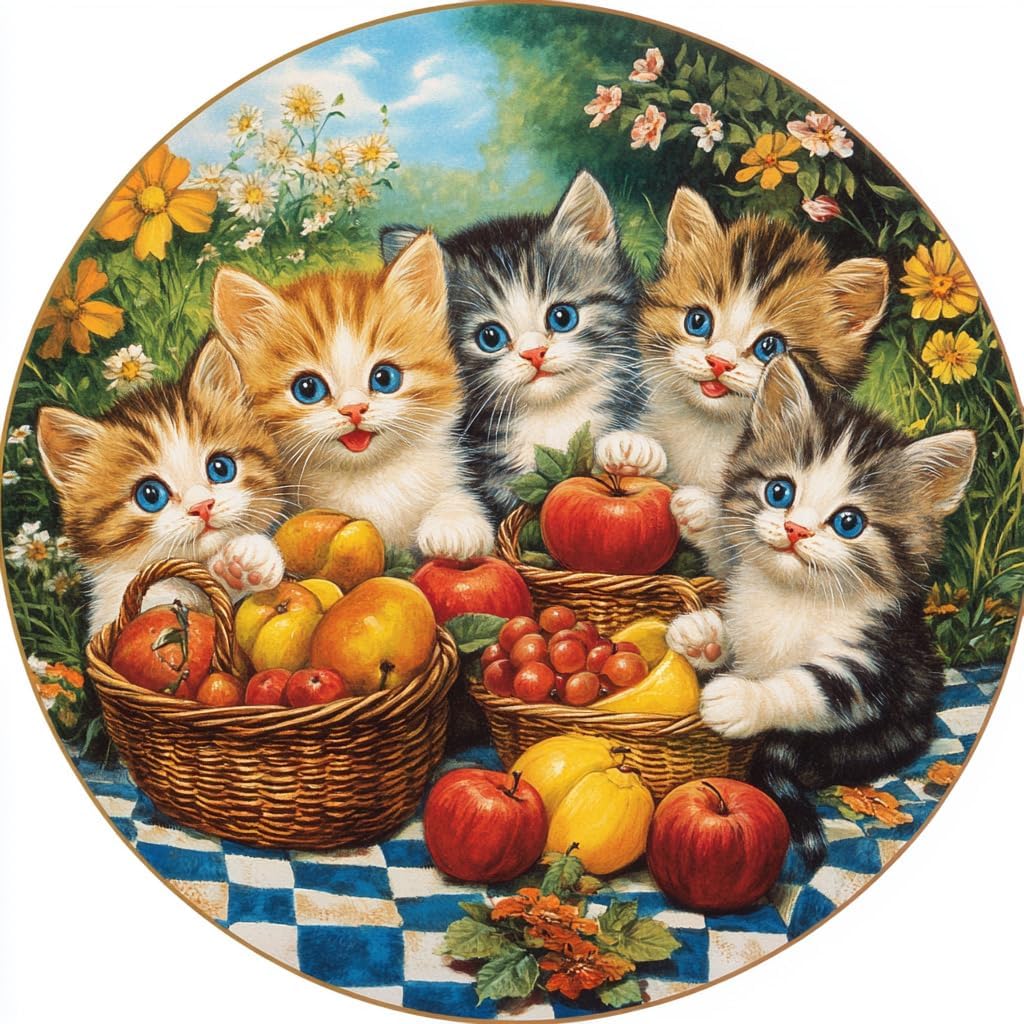 Moohue Stamped Cross Stitch Kits for Adults Animals Cats and Fruit 14CT Pre Printed Cross Stitch Kits for Beginners (Animals Cats and Fruit)