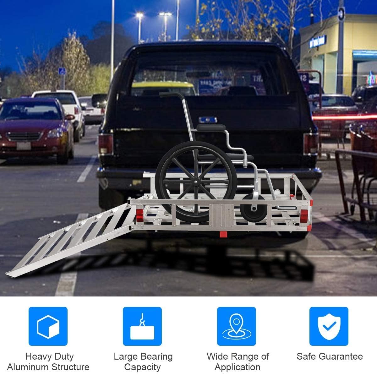 Goplus Hitch Cargo Carrier, 50"x29.5" Aluminum Wheelchair Scooter Mobility Carrier with Ramp, Trailer Hitch Mount Cargo Carrier for Truck SUV Van Car,500lbs Capacity,Fit Class III or IV 2" Receiver
