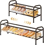 2 Rack de chaussures Tier, Organisateur de chaussures pour le placard, 28“ La plate-forme métallique peut être extensible à 42“, pour Chambre, Entrée, Dressing, Garage, Ajustable à 12 Chaussures de paire, Noir