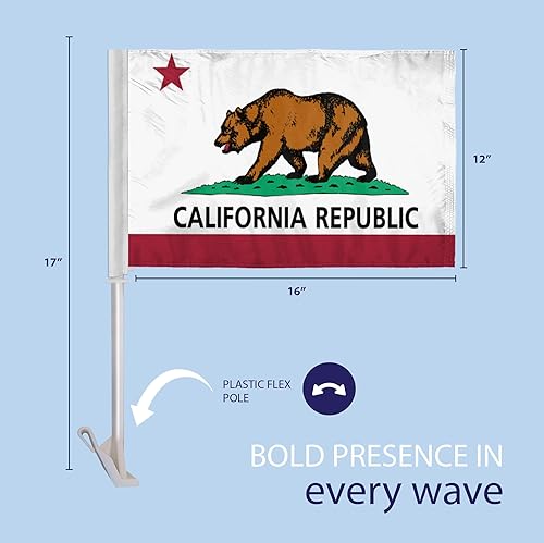Miniatura 2 de AGAS - Bandera de ventana de automóvil del estado de California de 12 x 16 pulgadas, impresión inversa de una sola capa en la parte trasera de