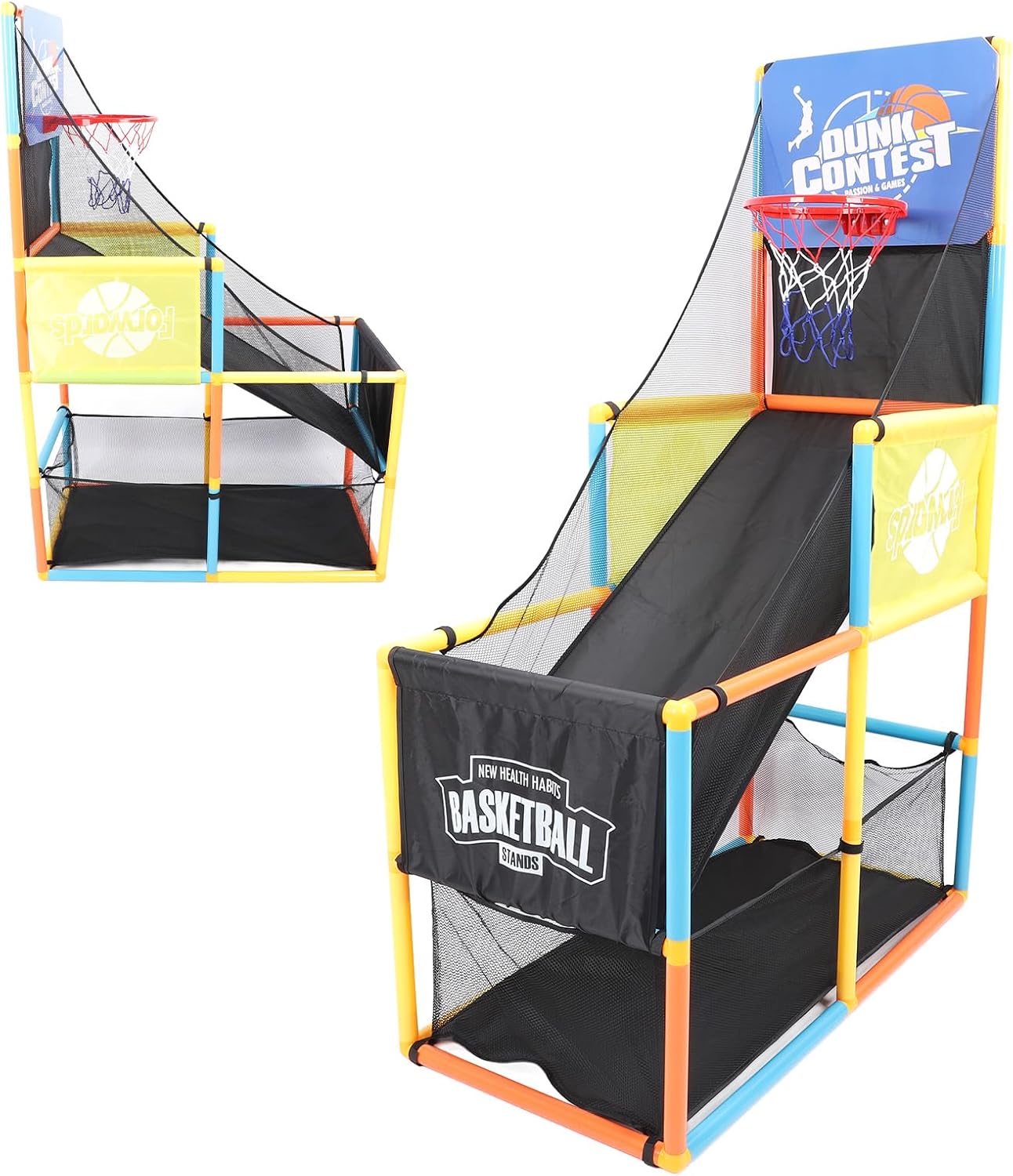 Basketball Game Set, Kids Indoor Single Hoop Toy with Adjustable Hoop, Sturdy Materials for Safe Play, Develop Physical Skills