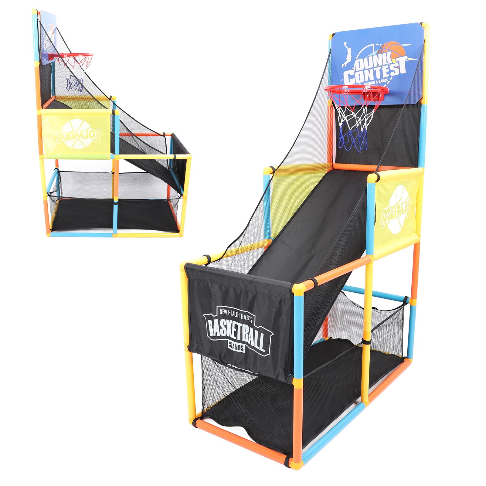 Set da Basket a Colpo Singolo per Bambini. Gioco Indoor e Outdoor. Include 2 Palline e Pompa