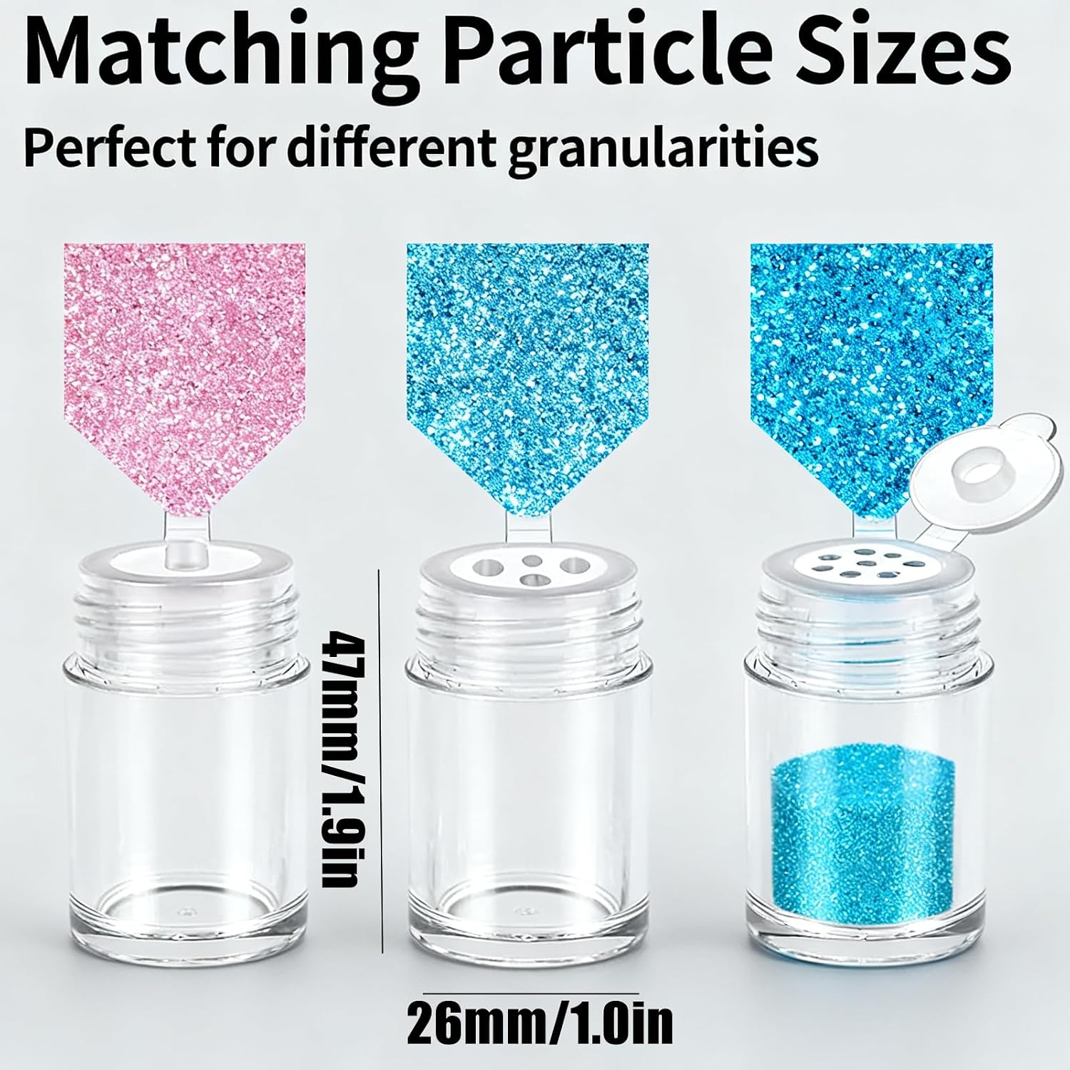 4 Pcs Mini Powder Glitter Shaker Bottles Travel Size Empty Plastic Containers with Lids 3 Styles for Loose Makeup Cosmetic Depotting and Daily Beauty Storage