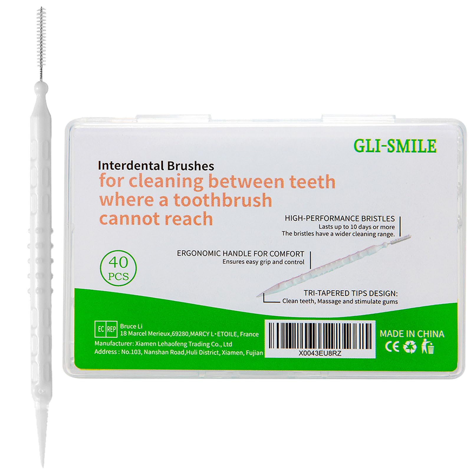 GLI-SmileToothpicks Interdental Brushes Picks,Double-Ended Soft Bristle Dental Floss Picks Brushpicks Teeth Cleaning Tool Portable Oral Care Tooth Picks 40PCS