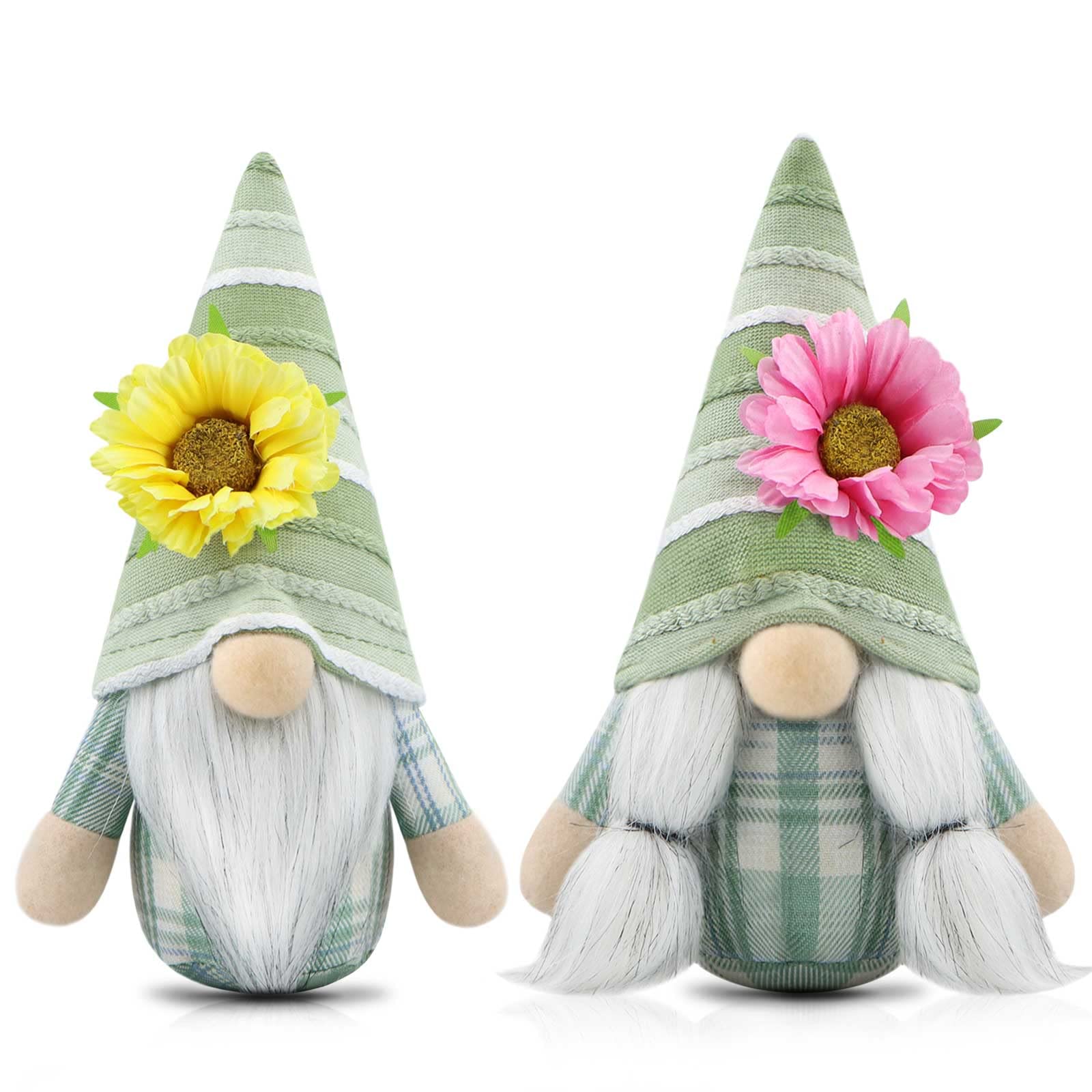Gehydy Set of 2 Spring Gonks Decoration Easter Summer Flower Gnome Handmade Decor for Home Kitchen
