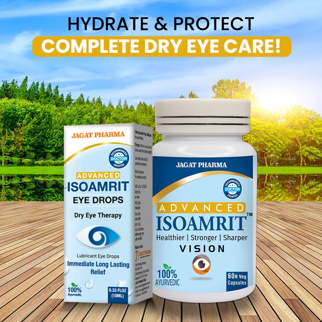 Jagat Pharma IsoAmrit Ayurvedic Eye Drops (10 ml) & IsoAmrit Capsules (60 Caps) Combo | For Dry Eyes, Redness & Tired Eyes | Natural & Herbal | WHO-GMP Certified | Lab Tested — Amazon image 2