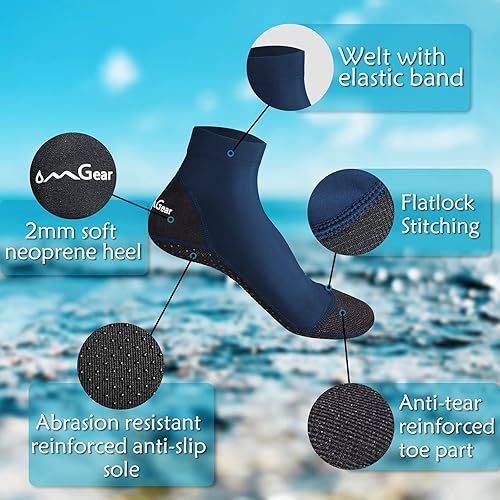 Vista 34 de OMGear Calcetines de agua a prueba de arena, calcetines de buceo de secado rápido para arena, fútbol, playa, voleibol Negro02