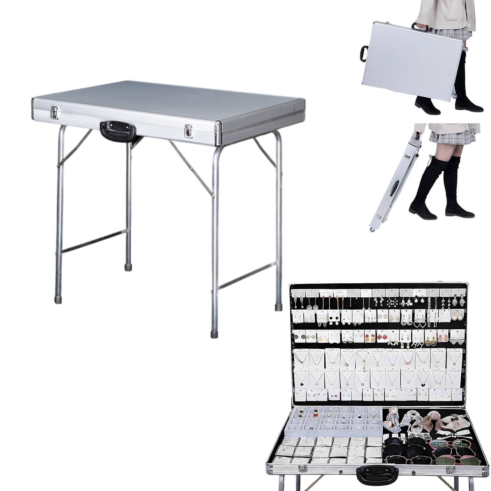 Chariot de fournisseur mobile avec valises pliantes en aluminium étanches