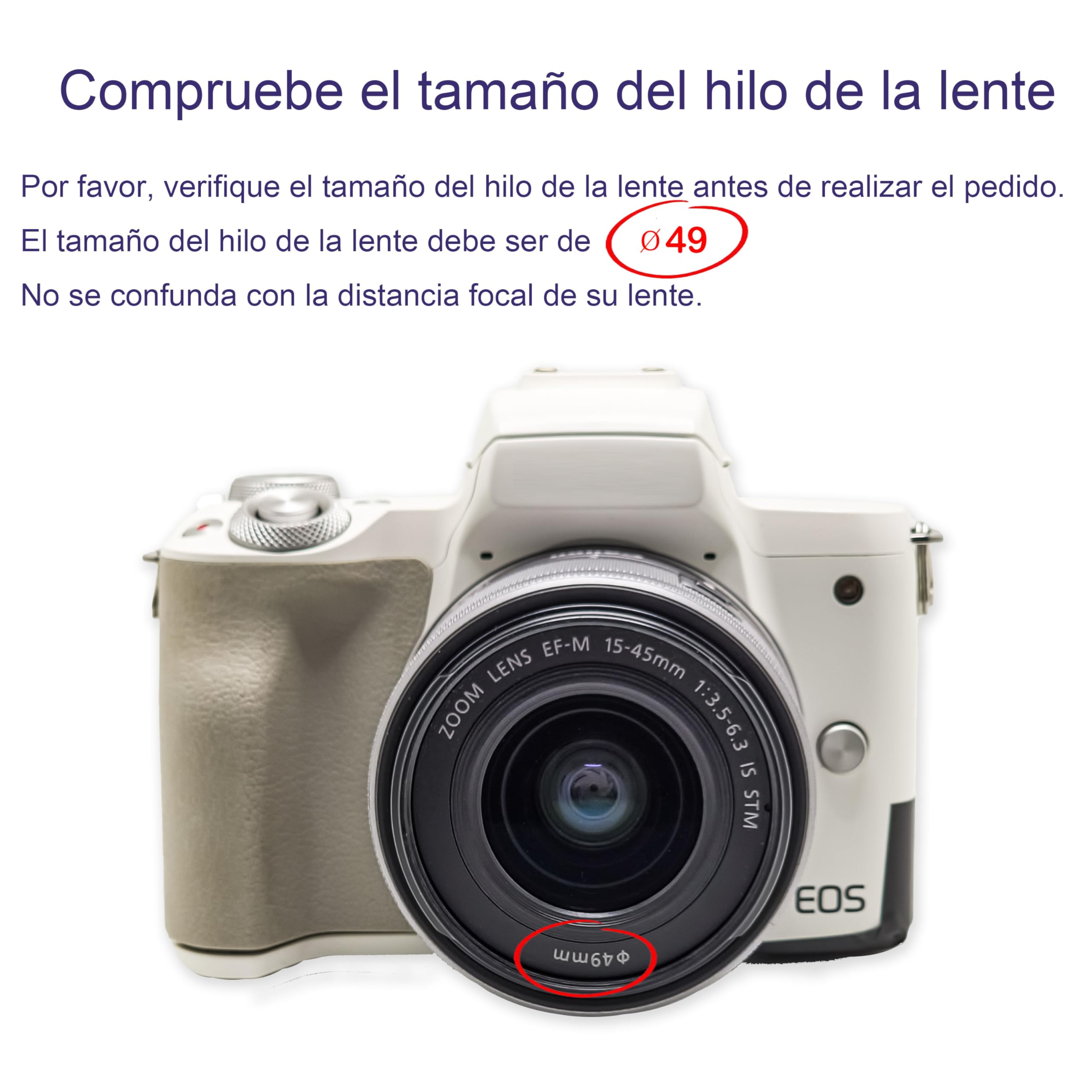 Lente de conversión Gran Angular HD de 49 mm 0,75x (porción Macro), para Canon EOS M6 M50 Mark II M100 M200 con Lentes EF-M de 15 a 45 mm, R50 R100, Accesorios con Lentes RF-S de 18 a 45 mm