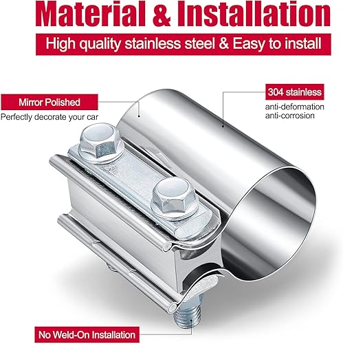 Miniatura 5 de ESPEEDER - Abrazadera de junta de escape de acero inoxidable con 1 bloque