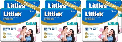 Little's Premium Baby Diapers XXL Size | Pants Style | 15-25 kg | 44 Count | FluffySoft Baby Diaper with Leakage Guard, We...