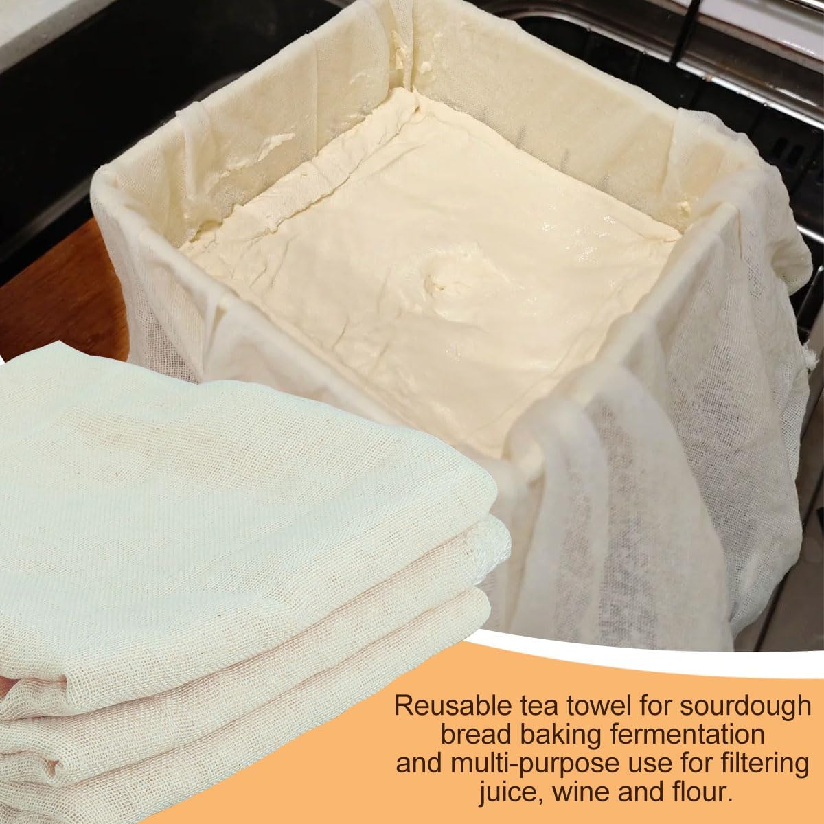 Cotton for Bread Baking Soft Tea Towels for Baking Sourdough Bread Proofing Towel Pastry Cloth for Dough, Baguettes, Loaves, Pastry, Homemad 28x28inchs