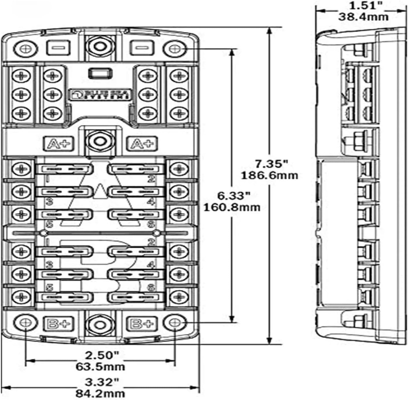Car Boat Fuse Box Holder with 12 Way Blade Fuse Holder Block & Warning Indicator 12V~24V Power Distribution Panel Board