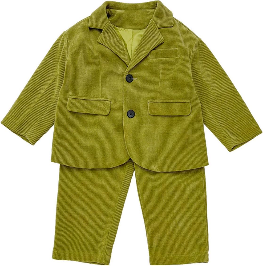 Ulnomio Boys' Corduroy Suit Formal Dinner 2 Pieces Notch Lapel Two Buttons Jacket with Pants
