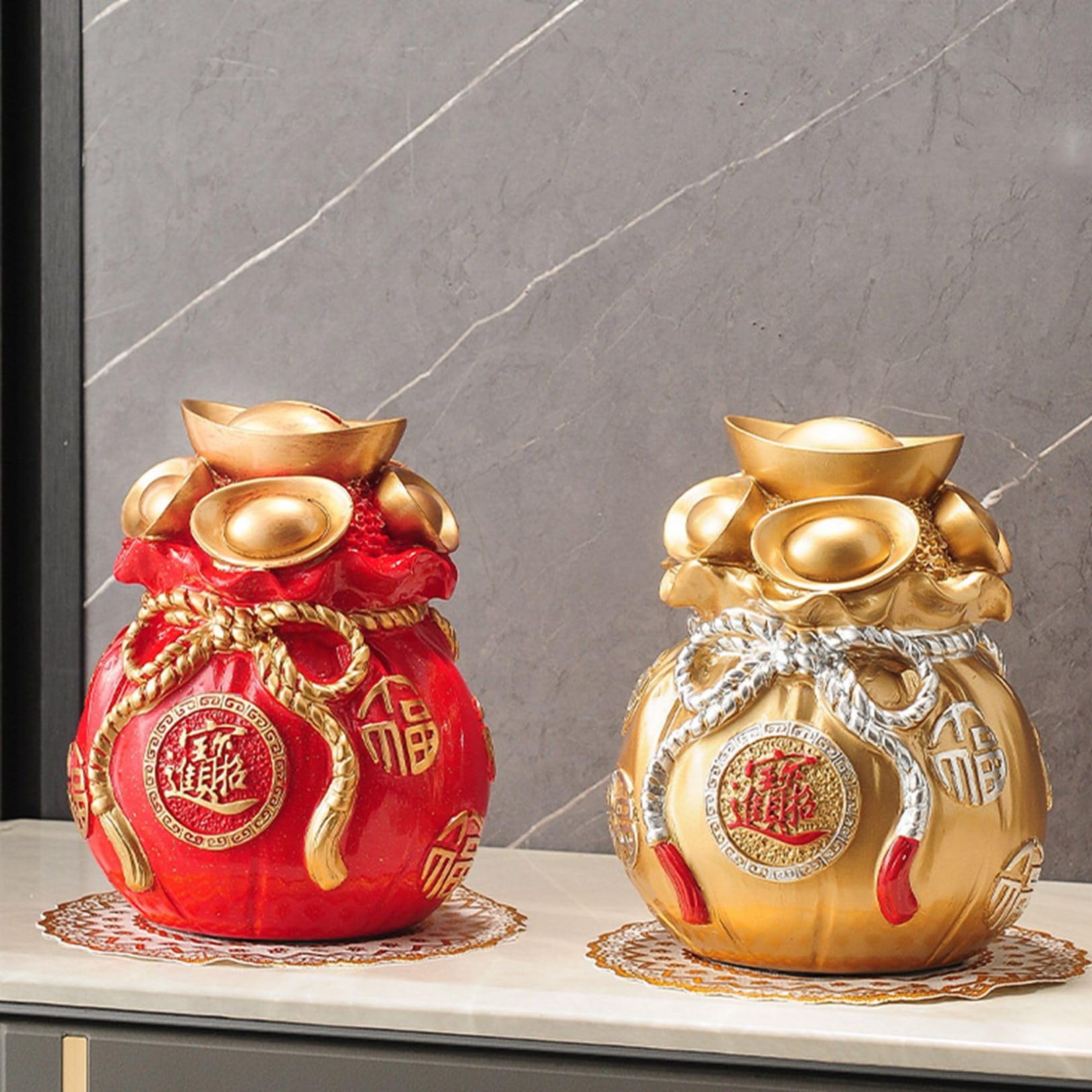 Amazon.co.jp: 風水グッズ 貯金箱 財布 銭桶 元寶 置物 金運アップ  