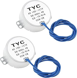 2 Pack Synchronous Motor AC 100-127V 0.8-1RPM 4W CW/CCW Permanent Magnet Motor Synchron Turntable Motor for Display Rack, Shaking Stand, PTZ Support (4, Watts, 1, RPM)